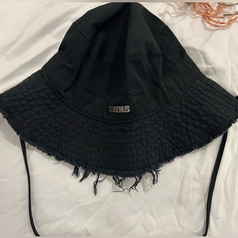 Black Wide Brim Bucket Hat